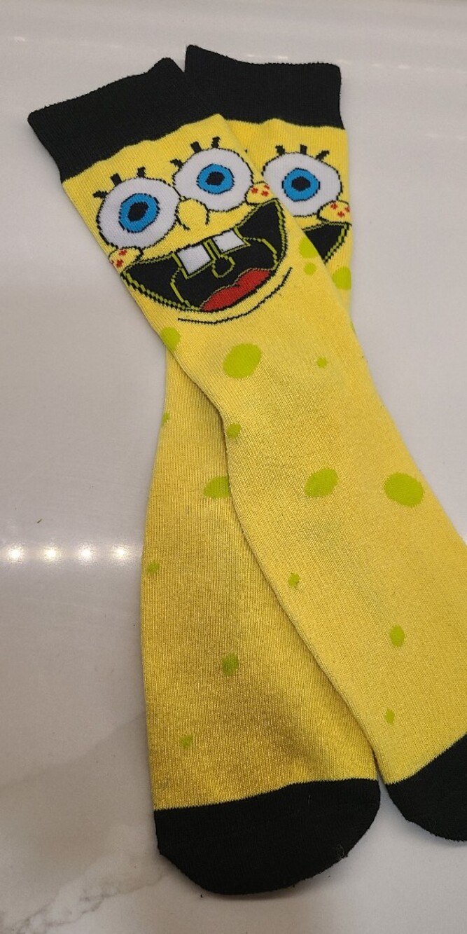 Vibram Yellow Spongebob Socks with Black Toe and Heel